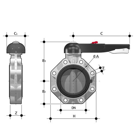 FKOF/LM LUG ISO-DIN - Butterfly valve