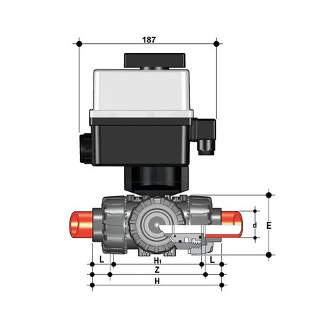 TKDIM/CE 90-240 V AC - ELECTRICALLY ACTUATED DUAL BLOCK® 3-WAY BALL VALVE
