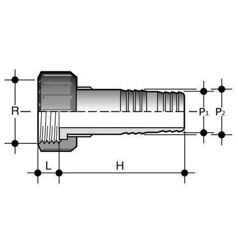 Disegno tecnico del raccordo filettato - portagomma ADV