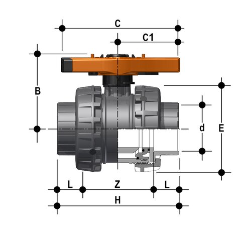 Disegno tecnico VXEI VXEL VXEA DN 65:100 