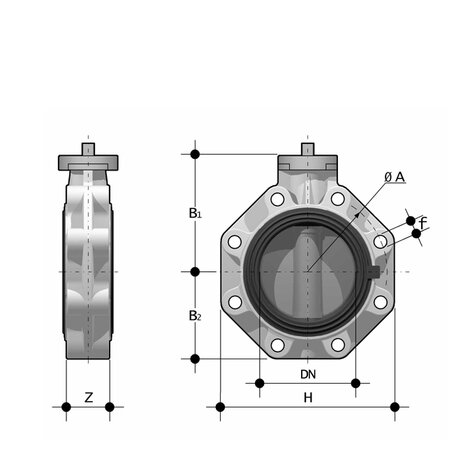 FKOM/FM LUG ISO-DIN - Butterfly valve