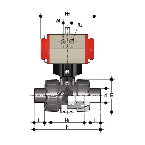 VKDDV/CP DA - PNEUMATICALLY ACTUATED DUAL BLOCK® 2-WAY BALL VALVE