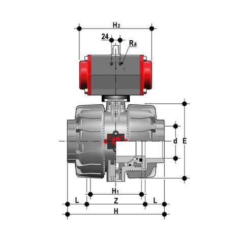 VKDJV/CP DA - PNEUMATICALLY ACTUATED DUAL BLOCK® 2-WAY BALL VALVE