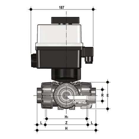 TKDFM/CE 24 V AC/DC - ELECTRICALLY ACTUATED DUAL BLOCK® 3-WAY BALL VALVE