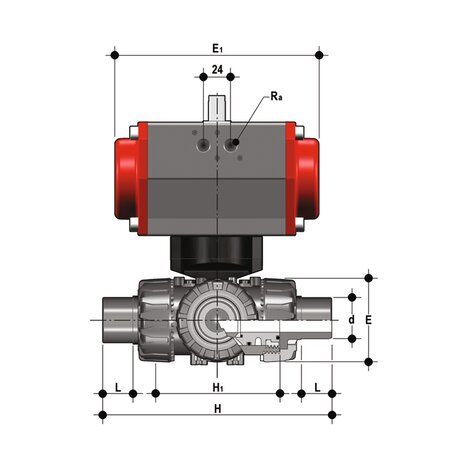 TKDDC/CP SA - PNEUMATICALLY ACTUATED DUAL BLOCK® 3-WAY BALL VALVE