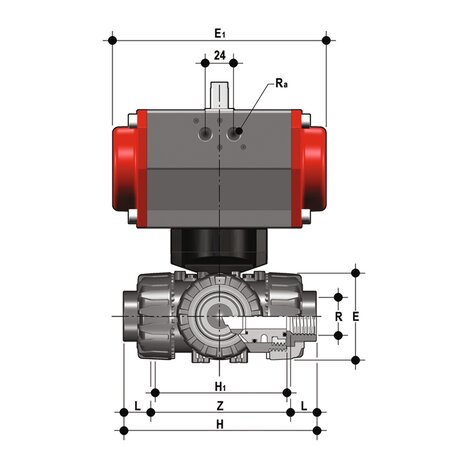 TKDNV/CP DA - PNEUMATICALLY ACTUATED DUAL BLOCK® 3-WAY BALL VALVE