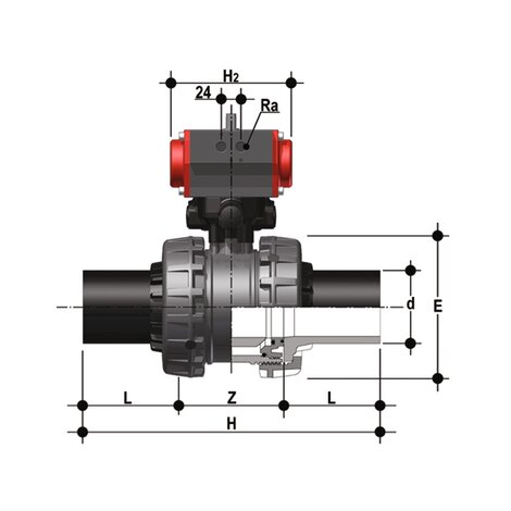 VXEBEV/CP DA - PNEUMATICALLY ACTUATED EASYFIT 2-WAY BALL VALVE