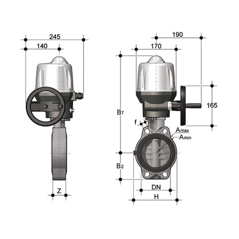 FEOV/CE 24V AC/DC DN 125-150 - ELECTRICALLY ACTUATED BUTTERFLY VALVE