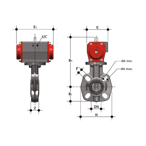 FEOV/CP DA DN 40-65 - PNEUMATICALLY ACTUATED BUTTERFLY VALVE