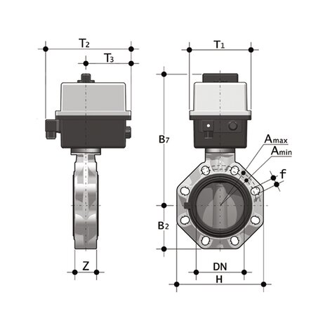 FKOF/CE 24V AC/DC DN 40-100 - ELECTRICALLY ACTUATED BUTTERFLY VALVE