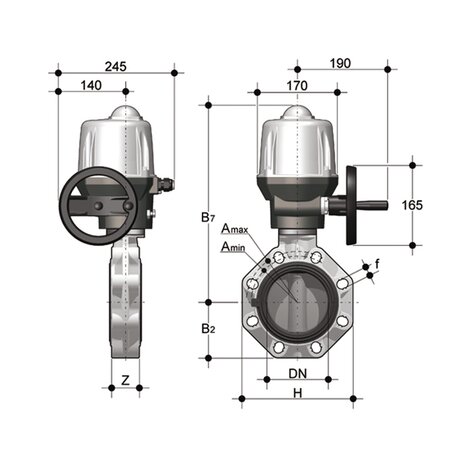 FKOM/CE 90-240V AC DN 250-300 - ELECTRICALLY ACTUATED BUTTERFLY VALVE