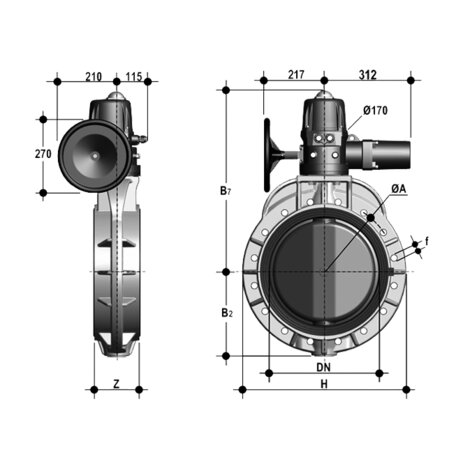 FKOM/CE 24V AC/DC DN 350-400 - ELECTRICALLY ACTUATED BUTTERFLY VALVE