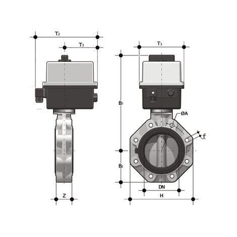 FKOV/CE 24V AC/DC LUG ISO-DIN DN 65-100 - ELECTRICALLY ACTUATED BUTTERFLY VALVE