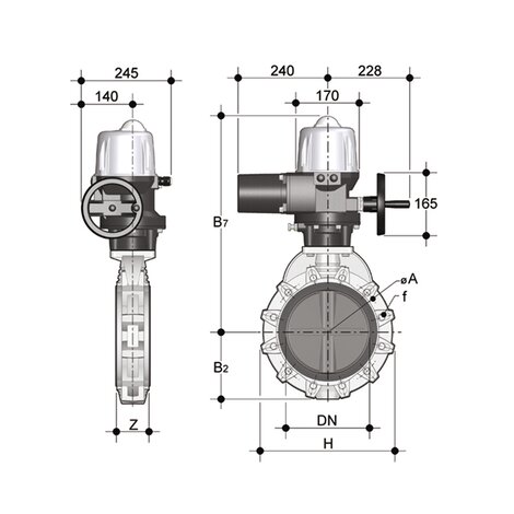 Disegno tecnico FKO CE DN 250/300