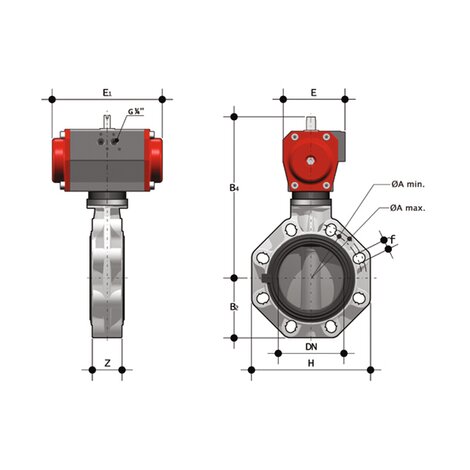 FKOC/CP NO DN 80-200 - PNEUMATICALLY ACTUATED BUTTERFLY VALVE
