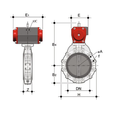 FKOV/CP DA DN 250-300 - PNEUMATICALLY ACTUATED BUTTERFLY VALVE