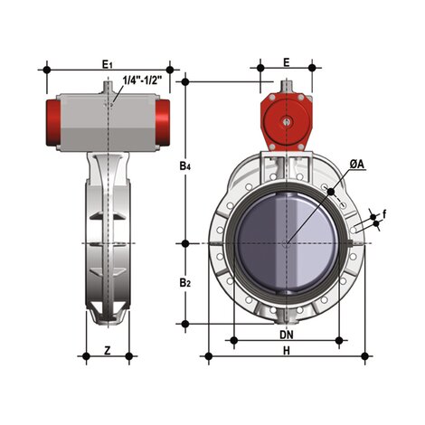 FKOV/CP NO DN 350-400 - PNEUMATICALLY ACTUATED BUTTERFLY VALVE
