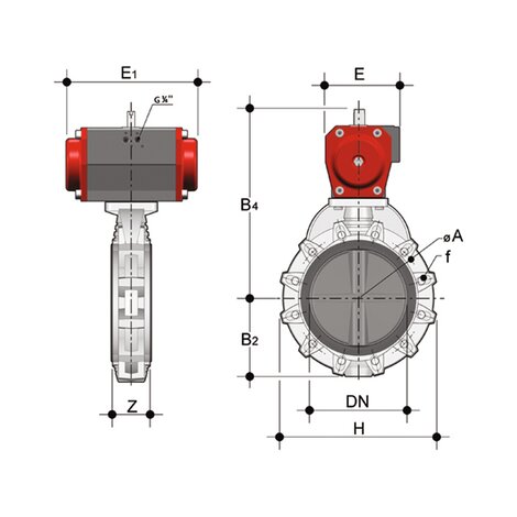 FKOM/CP NO LUG ANSI DN 250-300 - PNEUMATICALLY ACTUATED BUTTERFLY VALVE