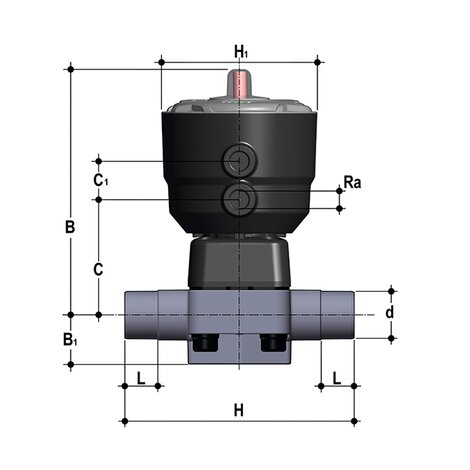 DKDF/CP NC - Pneumatically actuated 2-way diaphragm valve PN 10 DN 15:65