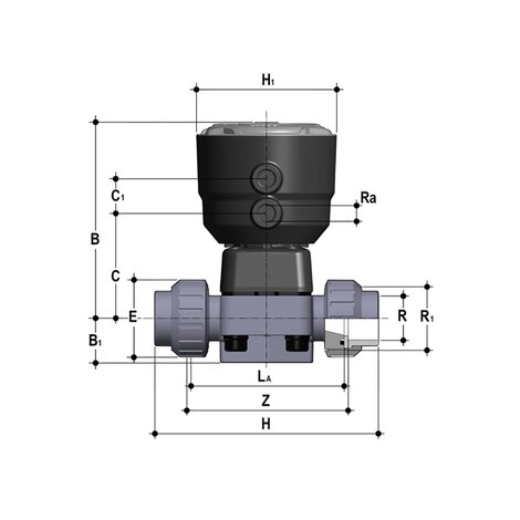 DKBUIC/CP NC - Pneumatically actuated 2-way diaphragm valve PN6 for basic applications DN 15:65