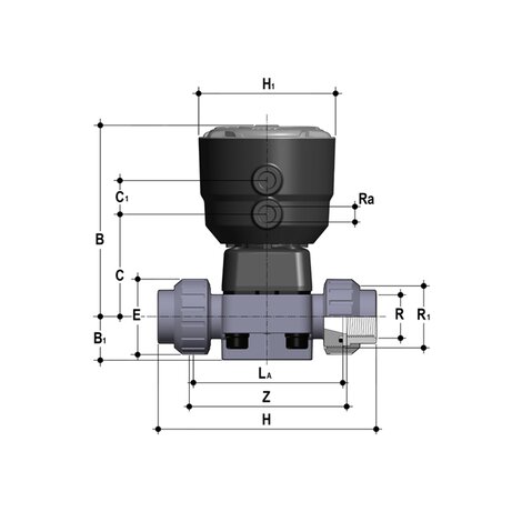 DKBUFV/CP NC - Pneumatically actuated 2-way diaphragm valve PN6 for basic applications DN 15:65