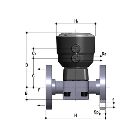 DKBOM/CP NC - Pneumatically actuated 2-way diaphragm valve PN6 for basic applications DN 15:65