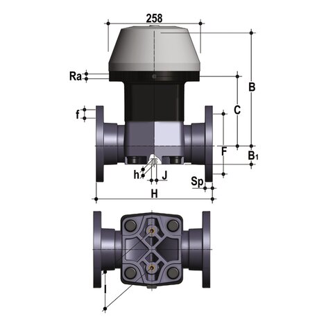 VMOAV/CP NC - PNEUMATICALLY ACTUATED DIAPHRAGM VALVE DN 80:100