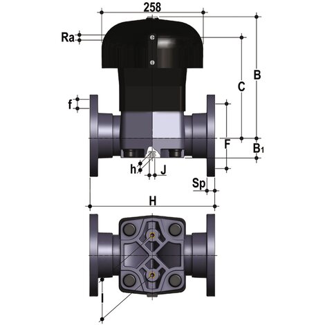 VMOAV/CP NO - PNEUMATICALLY ACTUATED DIAPHRAGM VALVE DN 80:100