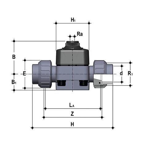 DKDUIV/CP NO - DIRECT ACTION PNEUMATICALLY ACTUATED DIAPHRAGM VALVE DN 15:65