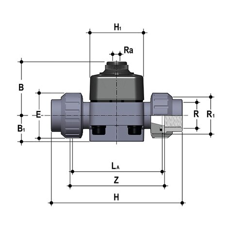 DKDUFV/CP NO - DIRECT ACTION PNEUMATICALLY ACTUATED DIAPHRAGM VALVE DN 15:65