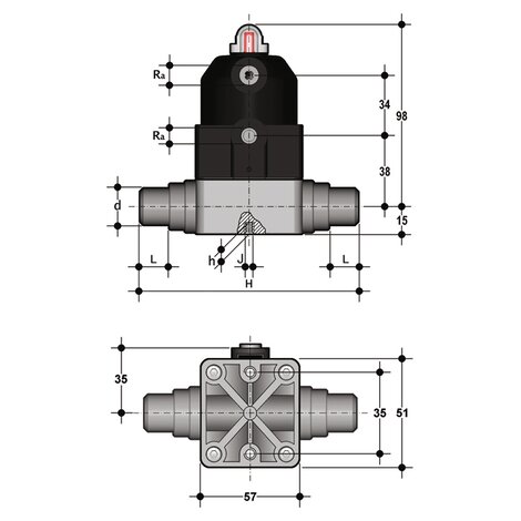 CMDM/CP NC - PNEUMATICALLY ACTUATED COMPACT DIAPHRAGM VALVE WITH PISTON ACTUATOR DN 12:15