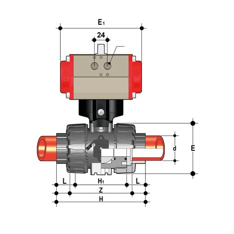 VKDIM/CP DA - PNEUMATICALLY ACTUATED DUAL BLOCK® 2-WAY BALL VALVE