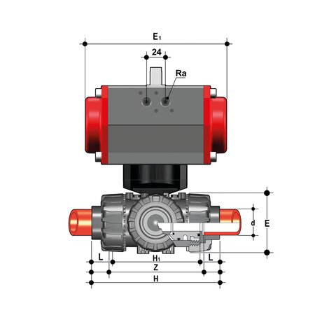 LKDIM/CP SA - PNEUMATICALLY ACTUATED DUAL BLOCK® 3-WAY BALL VALVE