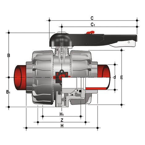 Disegno tecnico VKDIM-VKDIF DN 65:100