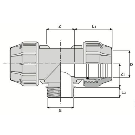 T-kus závitový vnější závit