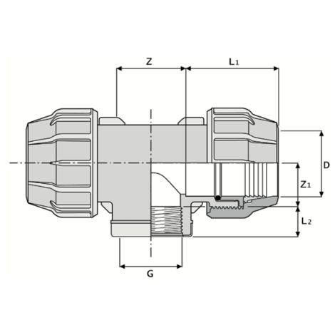 T- kus závitový - vnitřní závit