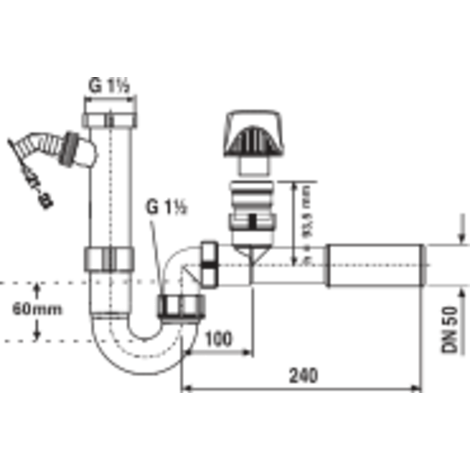 Sifonové napojení s přivzdušněním DN 50