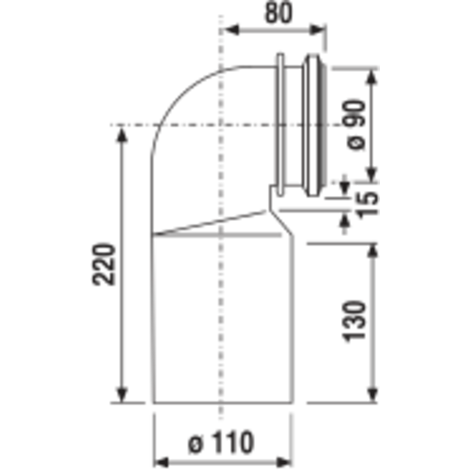 WC připojovací koleno 90° D 90/ D 110 - 1 možnost nastavení