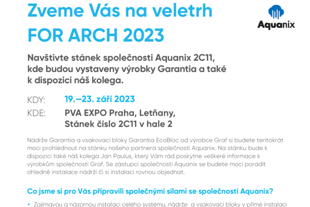 Pozvánka na veletrh FOR ARCH 2023