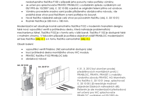 Modernizační set 33 08 01 - popis