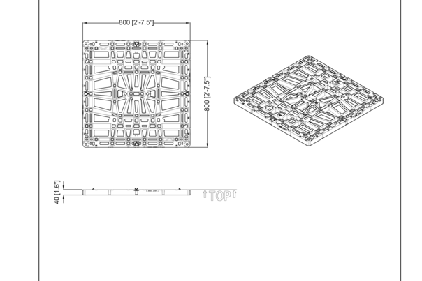 Technický výkres - vsakovací blok EcoBloc maxx  - dno bloku 402200